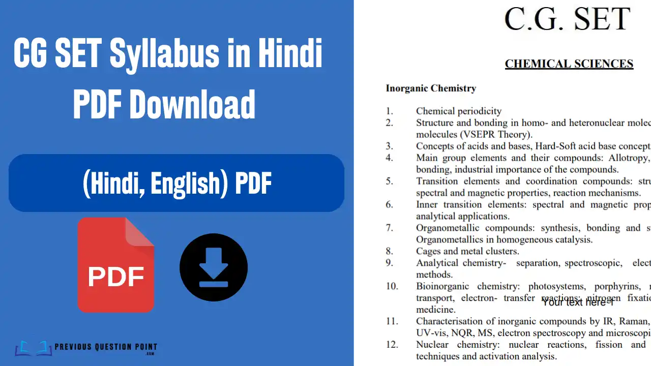 CG SET Syllabus in Hindi PDF Download (Hindi, English) 