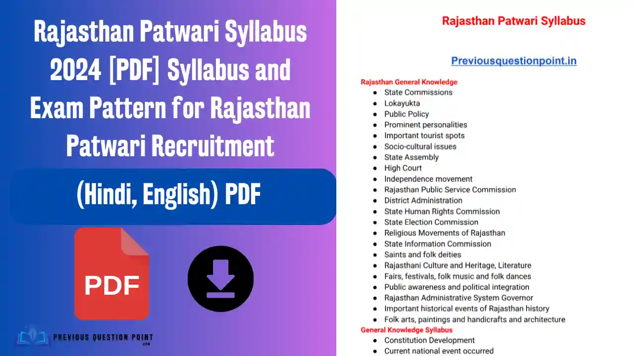 Rajasthan Patwari Syllabus 2024 [PDF] Syllabus and Exam Pattern for Rajasthan Patwari Recruitment