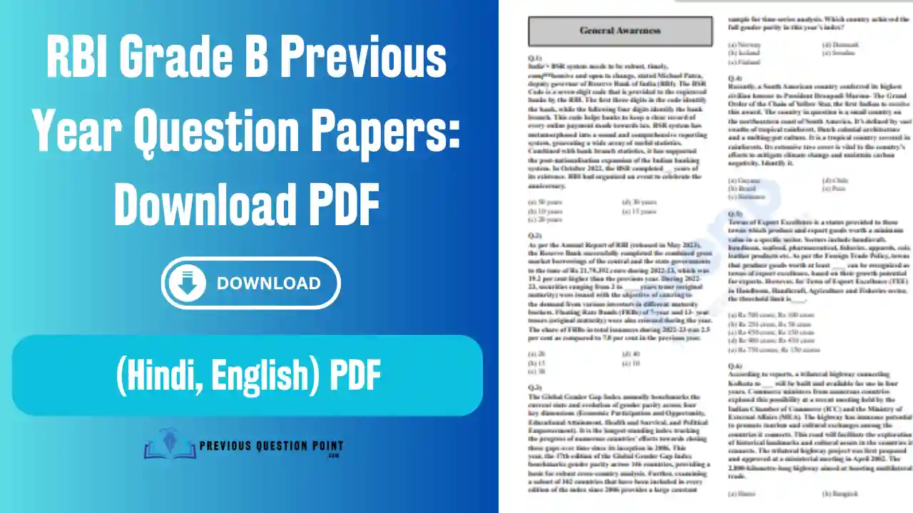 RBI Grade B Previous Year Question Papers: Download PDF