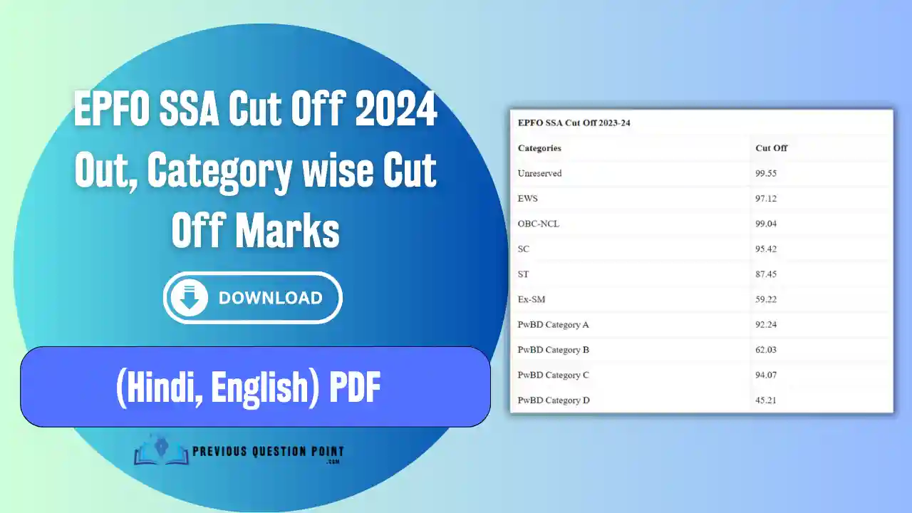 EPFO SSA Cut Off 2024 Out, Category wise Cut Off Marks